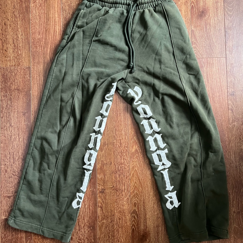 YoungLA Dark Green Joggers with White Graphic